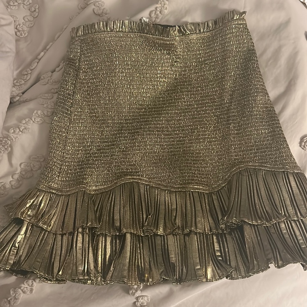 Metallic gold love shack fancy mini skirt. Never worn